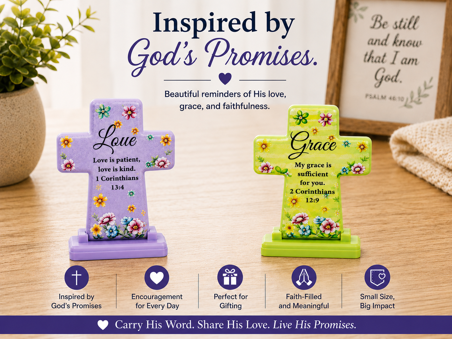 OneKJC Mini Pocket Prayer Crosses with Bible Verses – 20 Pack