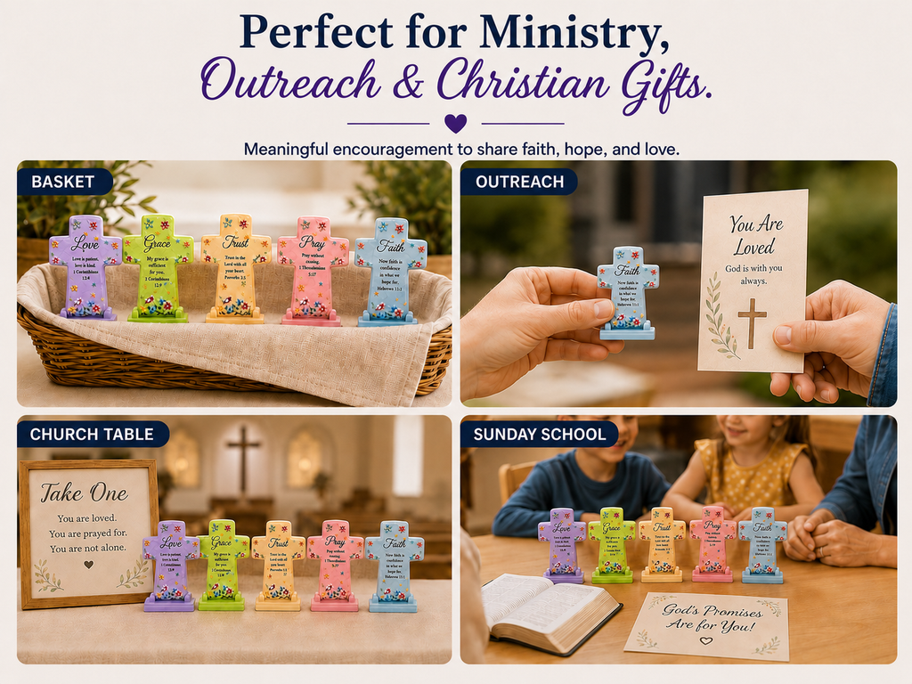 OneKJC Mini Pocket Prayer Crosses with Bible Verses – 20 Pack