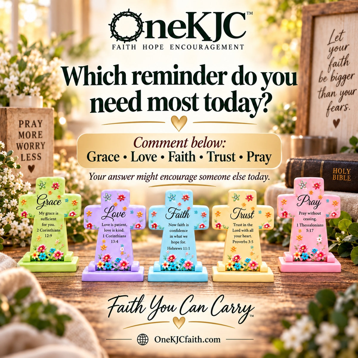 OneKJC Mini Pocket Prayer Crosses with Bible Verses – 5 Pack